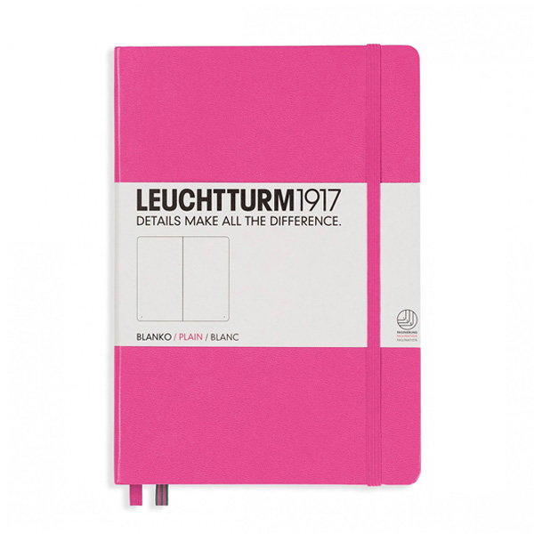 LEUCHTTURM1917 HARD COVER A5 PINK UNRULED NOTEBOOK - STITCHED