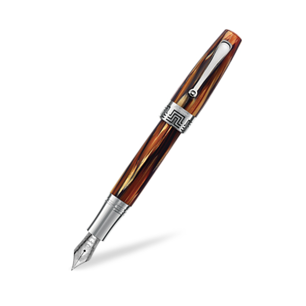 MONTEGRAPPA EXTRA 1930 BROWN FOUNTAIN PEN - DOUBLE BROAD 18KT GOLD NIB