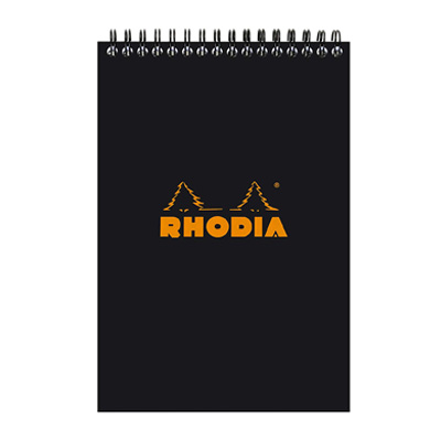 RHODIA CLASSIC A5 BLACK RULED NOTEPAD - STAPLE