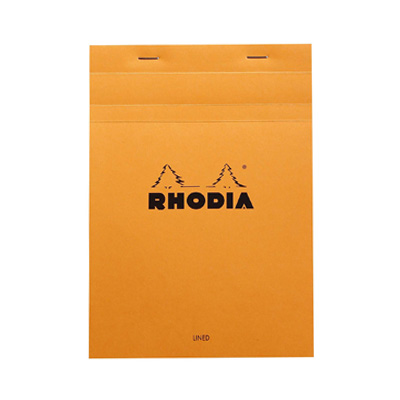 RHODIA NO. 16 A5 ORANGE RULED NOTEPAD - STAPLE